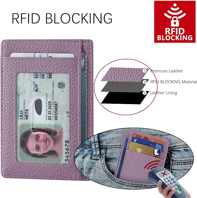 Travelambo Front Pocket Minimalist Leather Slim Wallet RFID Blocking Medium Size - Image 4