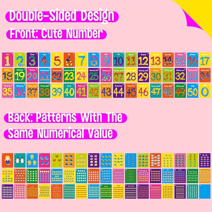 51 PCS Number Flashcards, 0-50 Double Sided Printed Cards - Image 3