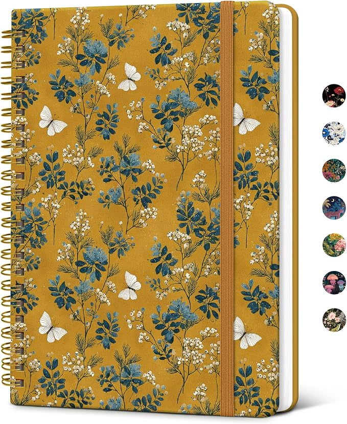 Taja Spiral Journal Notebook for Women, Pretty Hardcover Lined Notebook for by Taja