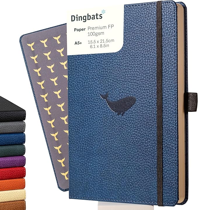 Dingbats* Wildlife Plain Writing Journal Notebook A5 - Vegan Leather Hardcover - Ideal for Work, Travel - Pocket, Elastic Closure, & Bookmark-DeskLoop Office