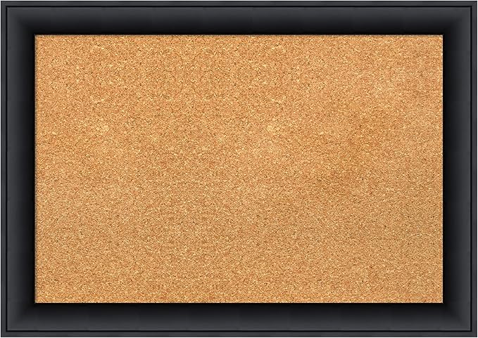 Amanti Art Natural Cork Board for Wall, 19x27 Vision Board with Black Wood Frame, Medium Corkboard Office Decor for Home Organization, Modern Contemporary Corkboard Pinboard to display items for home-DeskLoop Office