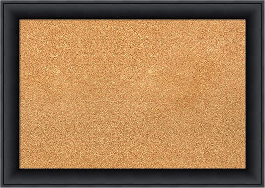Amanti Art Natural Cork Board for Wall, 19x27 Vision Board with Black Wood Frame, Medium Corkboard Office Decor for Home Organization, Modern Contemporary Corkboard Pinboard to display items for home-DeskLoop Office