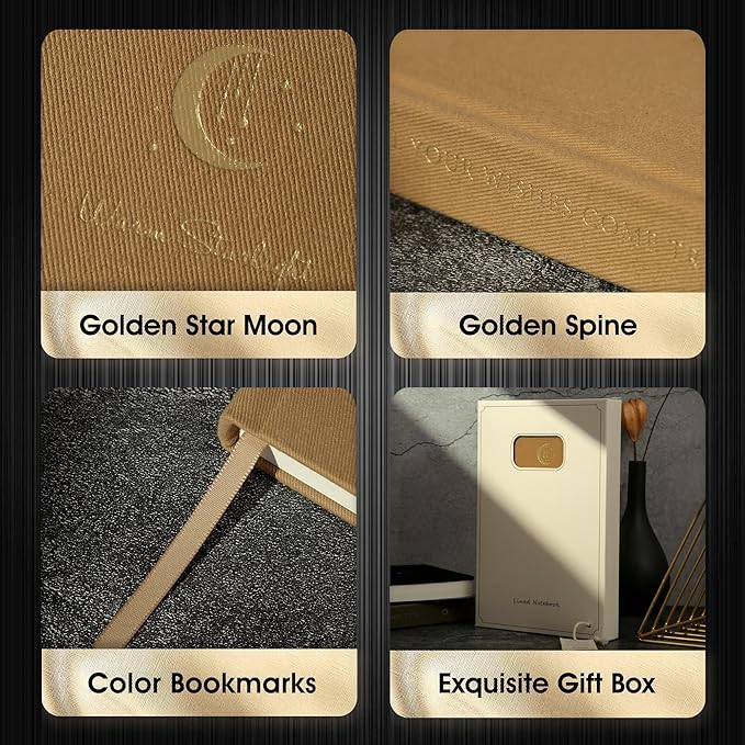 CAGIE Journal for Women Fabric Journal Notebook with 256 Pages 120 GSM Journals for Writing with Gift Box, 5.7x8.3 In, Brown-DeskLoop Office