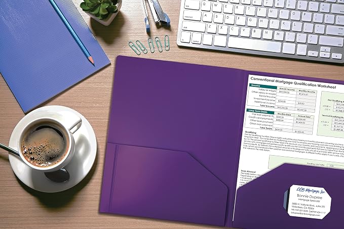 Better Office Products Heavyweight Plastic 2 Pocket Portfolio Folder, Letter - Image 2