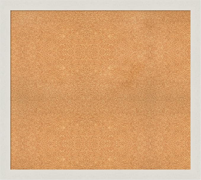 Amanti Art Natural Cork Board for Wall, 35x39 Vision Board with White Frame, X-Large Corkboard Office Decor for Home Organization, Country Rustic Corkboard Pinboard to Display Items for Home-DeskLoop Office