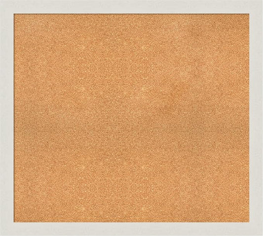 Amanti Art Natural Cork Board for Wall, 35x39 Vision Board with White Frame, X-Large Corkboard Office Decor for Home Organization, Country Rustic Corkboard Pinboard to Display Items for Home-DeskLoop Office