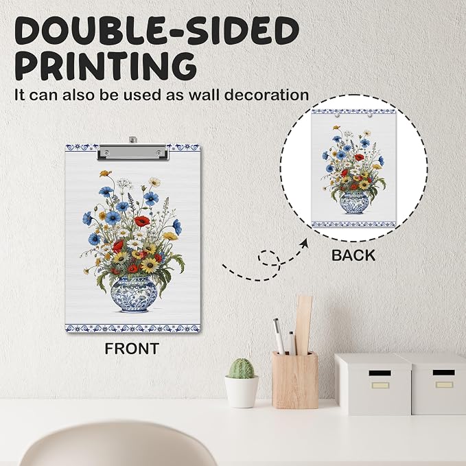 APIILVPQ Floral Clipboard, Vintage Blue Clipboards - Image 3