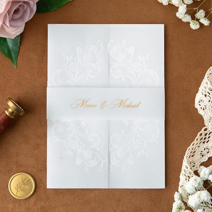 ponatia 50PCS White Foil Wedding Vellum Jackets - Image 6