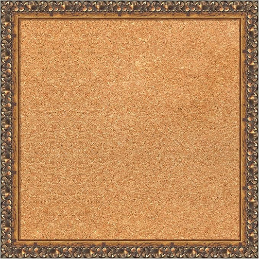 Amanti Art Natural Cork Board for Wall, 16x16 Vision Board with Bronze Frame, Small Corkboard Office Decor for Home Organization, Traditional Corkboard Pinboard to Display Items for Home Organization-DeskLoop Office