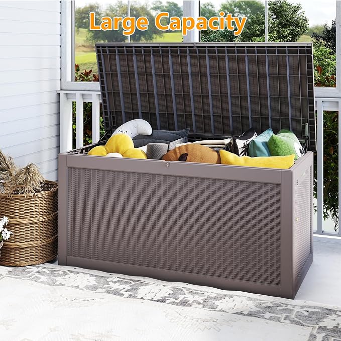 Yardgrace 320 Gallon Outdoor Storage Box Waterproof, Resin Deck Boxes - Image 5
