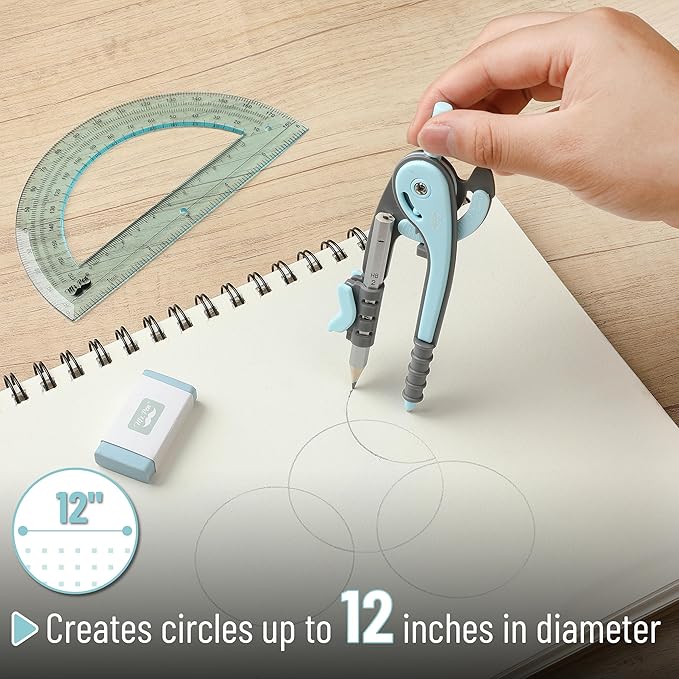 Mr. Pen- Compass and Protractor Set, Sky Blue, Compass Geometry Tool, Protractor and Compass Set, Compass Drawing Tool, Drawing Compass, Geometry Compass, Back to School Supplies