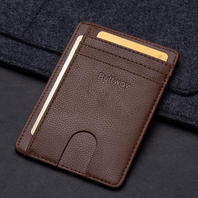 Buffway Slim Minimalist Front Pocket RFID Blocking Leather Wallets - Image 4