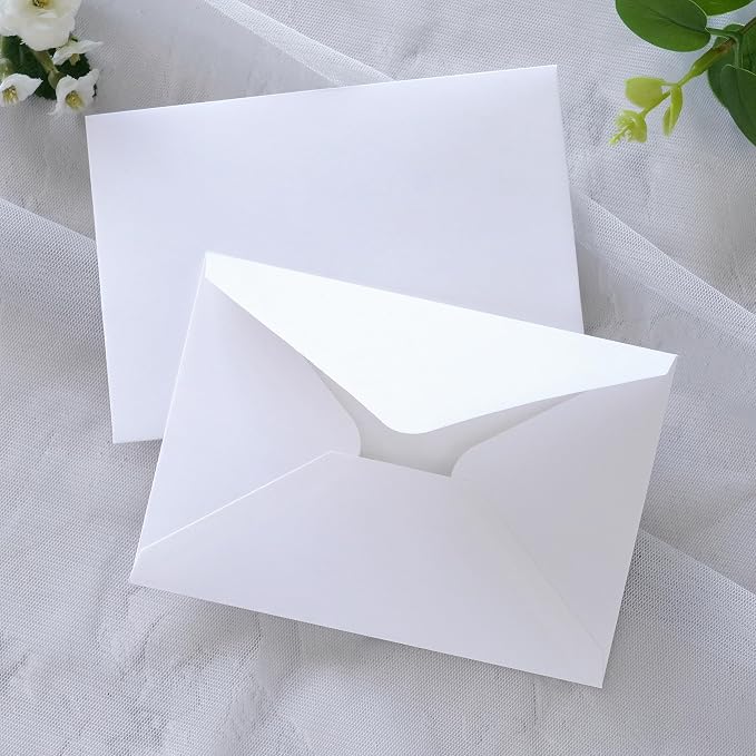 PONATIA 50 Pack A1 Envelopes, 3.62 x 5.2'' White Envelopes Perfect - Image 4