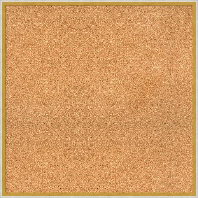 Amanti Art Natural Cork Board for Wall, 29x29 Vision Board with White Frame, Large Corkboard Office Decor for Home Organization, Modern Corkboard Pinboard to Display Items for Home Organization in-DeskLoop Office
