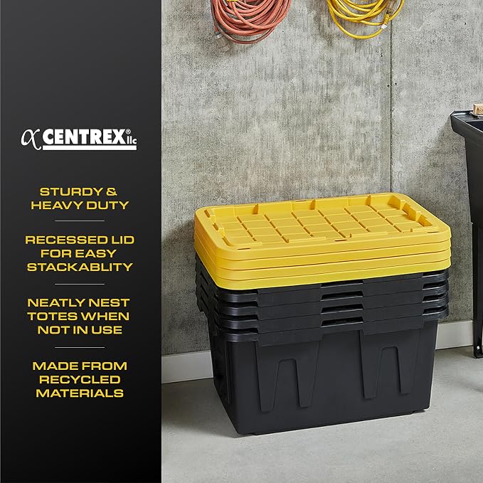 CX Black & Yellow 27-Gallon Heavy Duty Stackable Storage Bins - Image 4