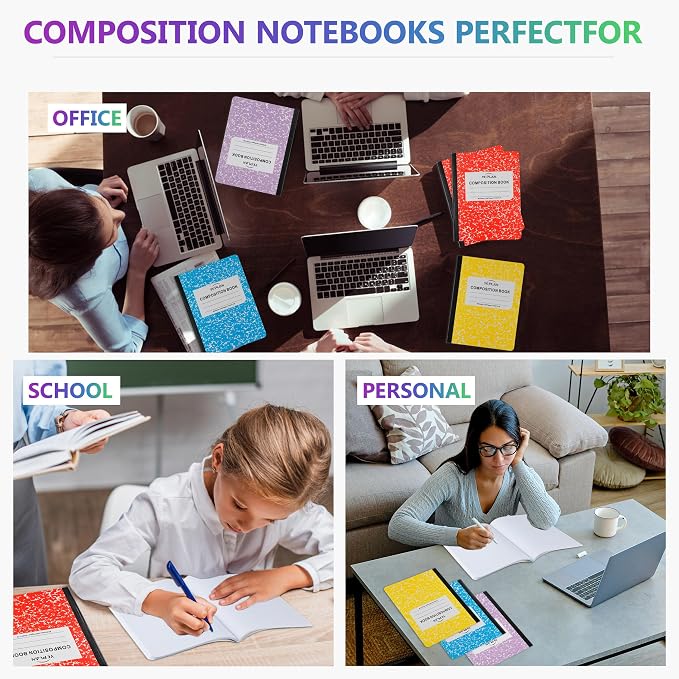 Yeplan Composition Notebooks 4 pack, Wide Ruled Notebook Paper, 9 3/4" x 7 1/2" - Image 7