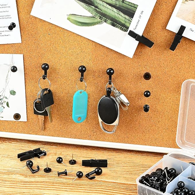 260 Pcs Push Pins Set 5 Styles Black Thumb Tacks Cute Push Pins - Image 5