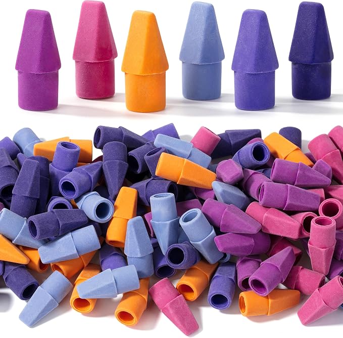 Mr. Pen- Pencil Top Erasers, 120 Pack, 6 Different Twilight Pulse Colors | by MrPen