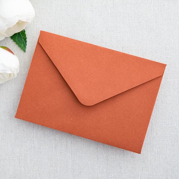 PONATIA 50 Pack A1 Envelopes, 3.62 x 5.2'' Burnt Orange Envelopes Perfect - Image 4