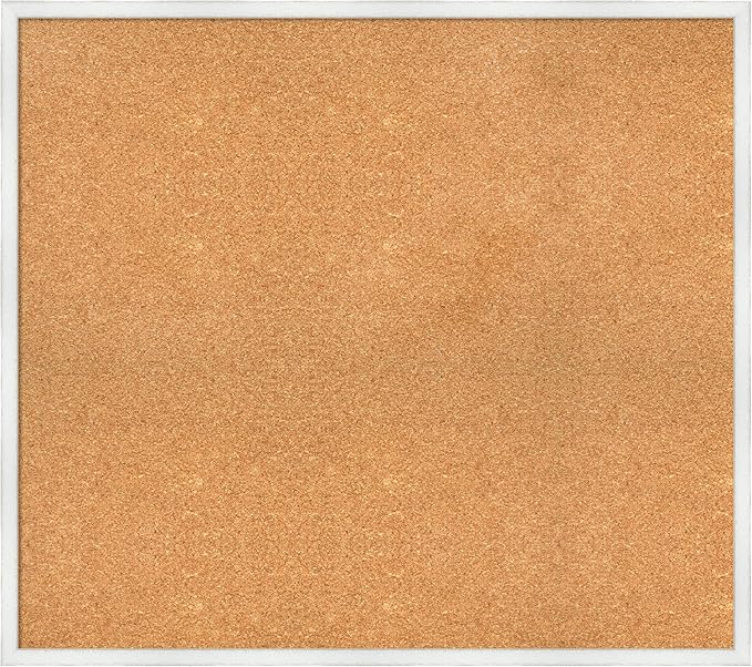 Amanti Art Natural Cork Board for Wall, 31x35 Vision Board with White Frame, Large Corkboard Office Decor for Home Organization, Country Rustic Corkboard Pinboard to Display Items for Home-DeskLoop Office