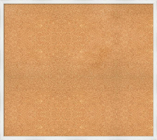 Amanti Art Natural Cork Board for Wall, 31x35 Vision Board with White Frame, Large Corkboard Office Decor for Home Organization, Country Rustic Corkboard Pinboard to Display Items for Home-DeskLoop Office
