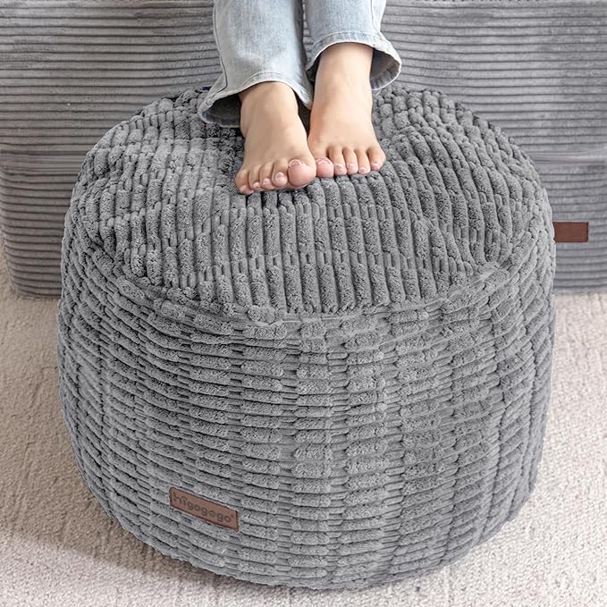 HIGOGOGO Pouf Ottoman Stuffed Round Modern Foam Filled Foot Rest Poufs by HIGOGOGO