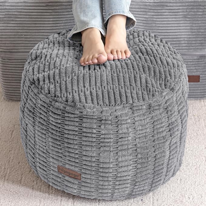 HIGOGOGO Pouf Ottoman Stuffed Round Modern Foam Filled Foot Rest Poufs by HIGOGOGO