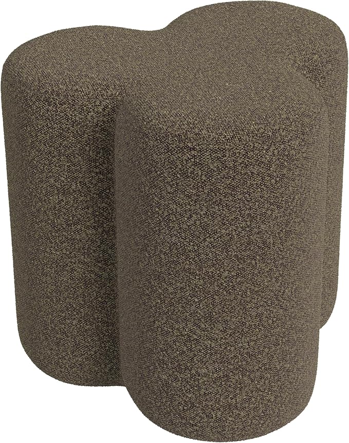 HomePop Upholstered Clover Shaped Ottoman Home Décor|Foot Rest Ottoman - Dark Brown Boucle-DeskLoop Office