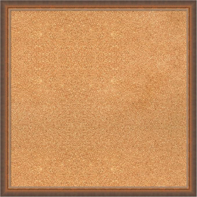 Amanti Art Natural Cork Board for Wall, 26x26 Vision Board with Bronze Frame, Medium Corkboard Office Decor for Home Organization, Modern Corkboard Pinboard to Display Items for Home Organization in-DeskLoop Office
