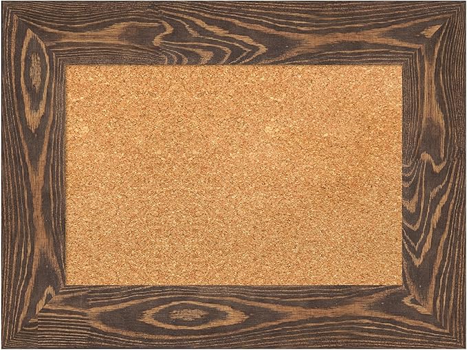Amanti Art Natural Cork Board for Wall, 18x24 Vision Board with Brown Wood Frame, Small Corkboard Office Decor for Home Organization, Country Rustic Corkboard Pinboard to Display Items for Home-DeskLoop Office