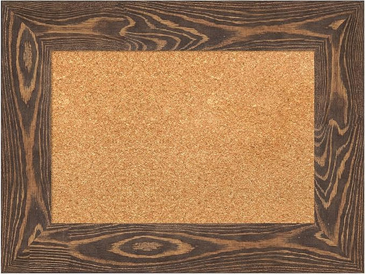 Amanti Art Natural Cork Board for Wall, 18x24 Vision Board with Brown Wood Frame, Small Corkboard Office Decor for Home Organization, Country Rustic Corkboard Pinboard to Display Items for Home-DeskLoop Office