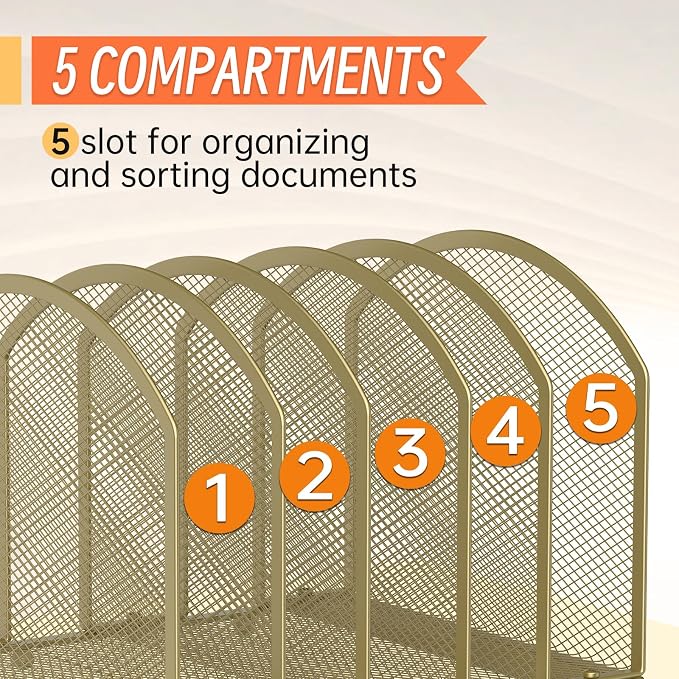 MINDEPOT Desk File Organizer 5 Sections Desktop Organizer File Sorter Office - Image 4