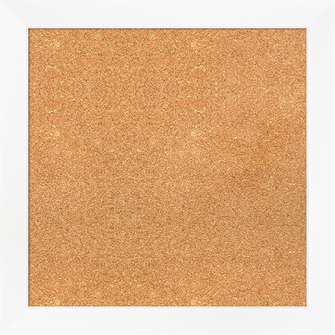 Amanti Art Natural Cork Board for Wall, 23x23 Vision Board with White Frame, Medium Corkboard Office Decor for Home Organization, Modern Corkboard Pinboard to Display Items for Home Organization in-DeskLoop Office