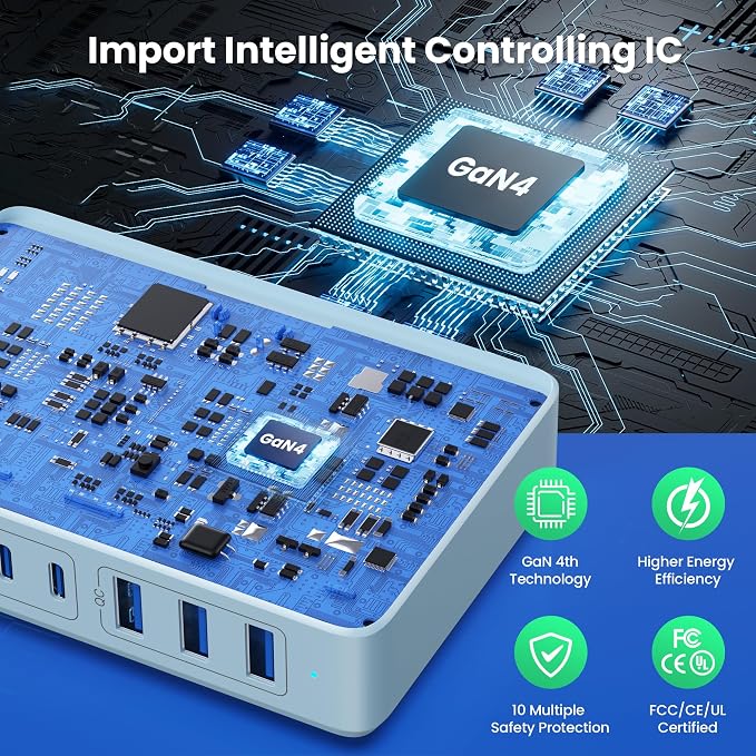 USB C Charger 300W USB C Charger Block, 8-Ports GaN IV Fast Charging Station Hub - Image 6