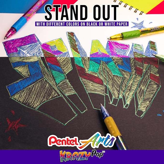 Pentel Sparkle and Krazy Pop, Metallic Gel Ink Pen, Bold Line - Image 4