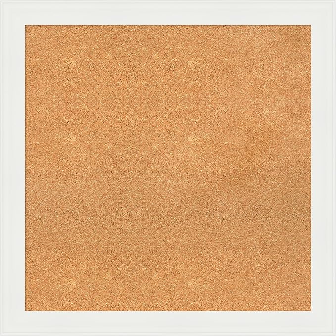 Amanti Art Natural Cork Board for Wall, 27x27 Vision Board with White Frame, Medium Corkboard Office Decor for Home Organization, Casual Corkboard Pinboard to Display Items for Home Organization in-DeskLoop Office