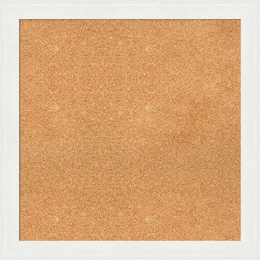 Amanti Art Natural Cork Board for Wall, 27x27 Vision Board with White Frame, Medium Corkboard Office Decor for Home Organization, Casual Corkboard Pinboard to Display Items for Home Organization in-DeskLoop Office