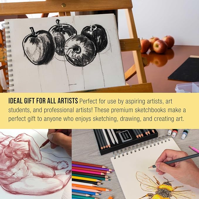 U.S. Art Supply 9”x12 Premium Heavy-Weight Paper Spiral Bound Sketch Book: 90 - Image 6