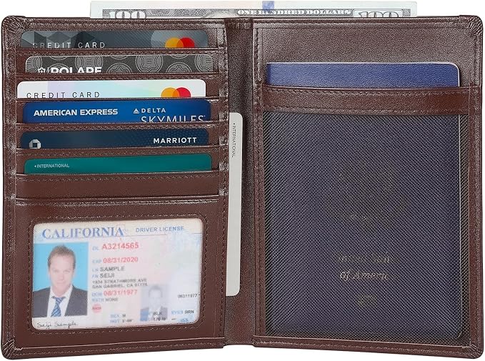 Polare Luxury RFID Blocking Leather Passport Holder Travel Wallet - Image 2