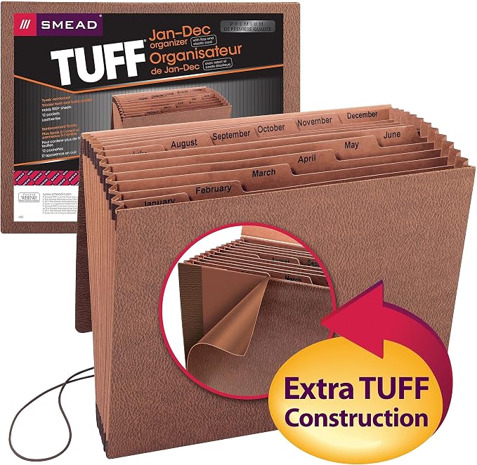 Smead TUFF Expanding File, 12 Pockets, Flap and Cord Closure, Letter Size - Image 6