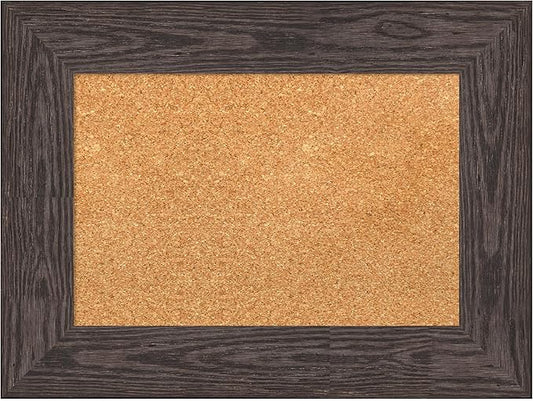 Amanti Art Natural Cork Board for Wall, 18x24 Vision Board with Black Wood Frame, Small Corkboard Office Decor for Home Organization, Country Rustic Corkboard Pinboard to Display Items for Home-DeskLoop Office