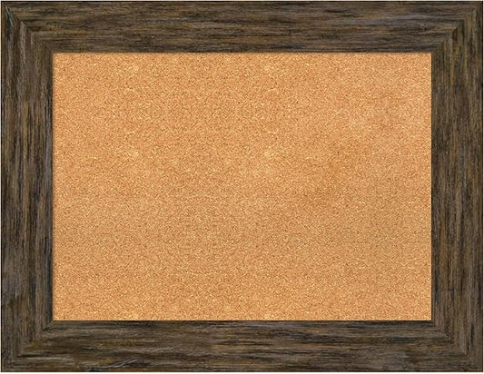 Amanti Art Natural Cork Board for Wall, 27x35 Vision Board with Brown Wood Frame, Medium Corkboard Office Decor for Home Organization, Rustic Farmhouse Corkboard Pinboard to display items for home-DeskLoop Office