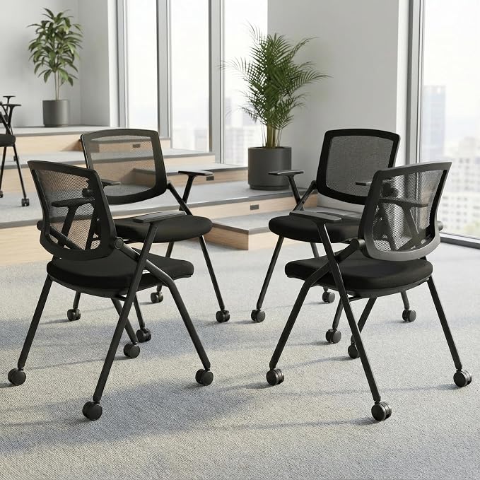 BROBRIYO Folding Chair with Wheels and Paddle, Ergonomic Mesh Back and Arms by Brobriyo