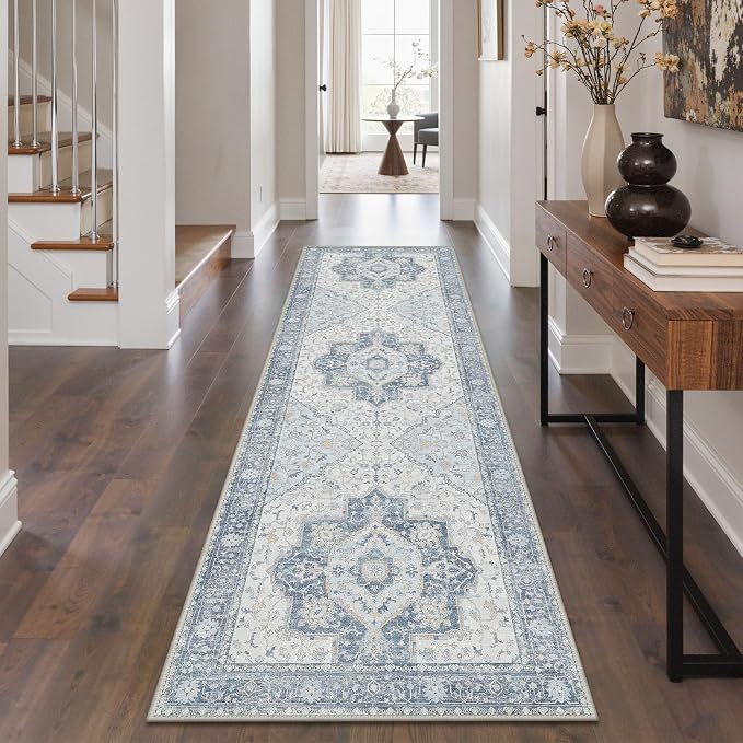 GENIMO Runner Rug 2'6"x8 Machine Washable Non Slip Vintage Hallway Runner Rug by GENIMO