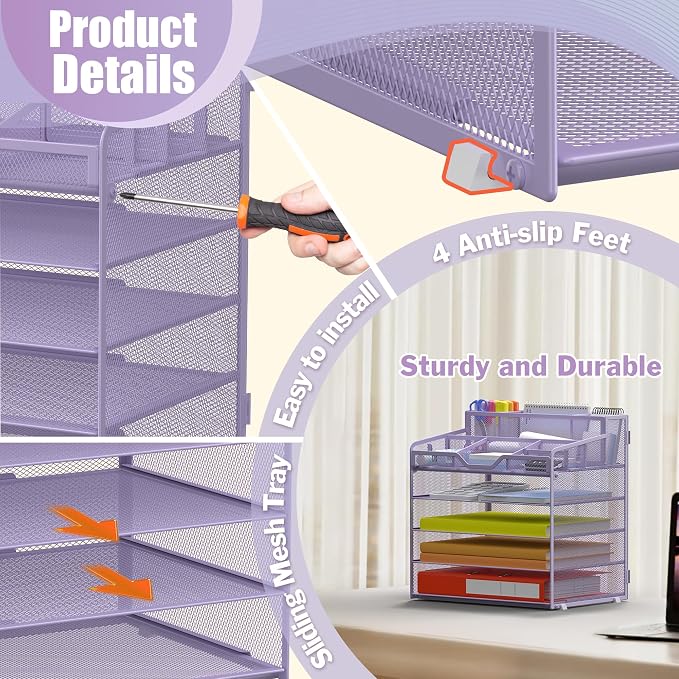 Docnest 5 Tier Mesh Desk Organizer - Image 4