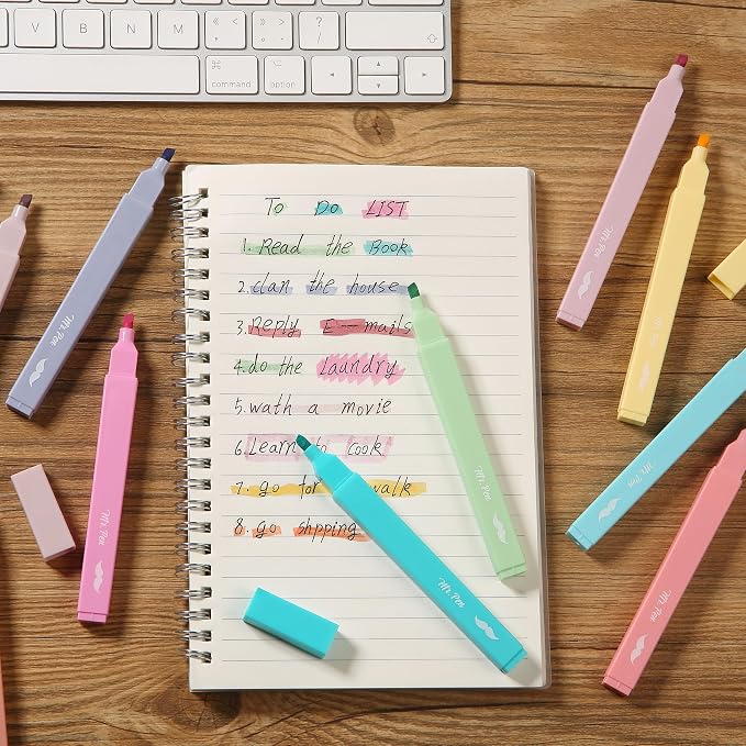 Mr. Pen- Aesthetic Highlighters No Bleed, 10 Pack, Pastel Colors | Chisel Tip - Image 7
