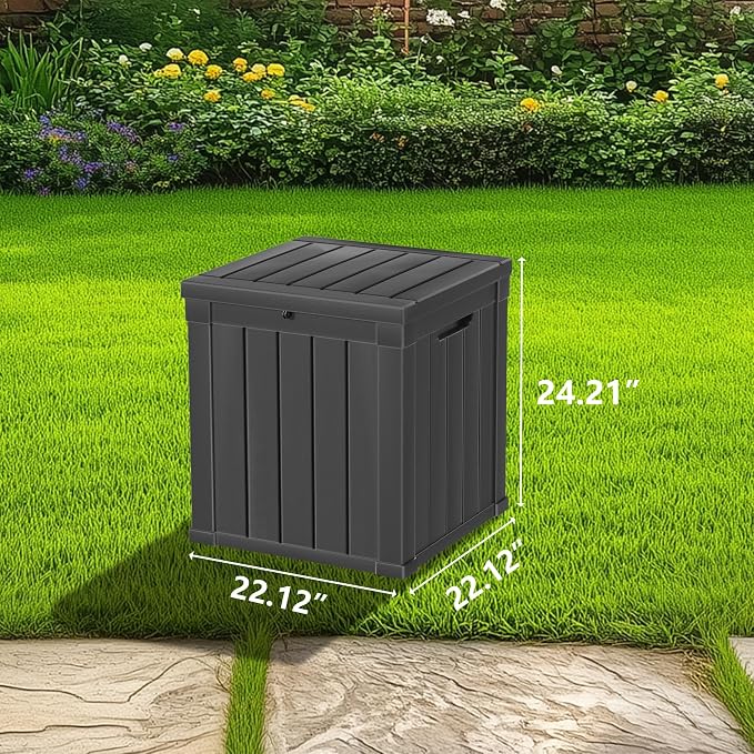 PATIOEASY 50GAL Deck Box Black, Waterproof Resin Outdoor Storage - Image 2