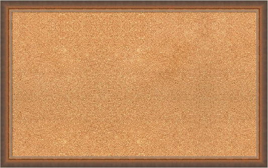 Amanti Art Natural Cork Board for Wall, 20x32 Vision Board with Bronze Frame, Medium Corkboard Office Decor for Home Organization, Modern Corkboard Pinboard to Display Items for Home Organization in-DeskLoop Office