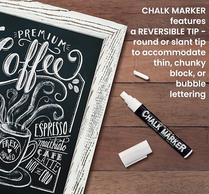 Better Office Products Framed Tabletop Chalkboard Sign, 9.5" x 14", Rustic Wood - Image 6