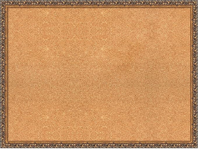 Amanti Art Natural Cork Board for Wall, 24x32 Vision Board with Bronze Frame, Large Corkboard Office Decor for Home Organization, Traditional Corkboard Pinboard to Display Items for Home Organization-DeskLoop Office